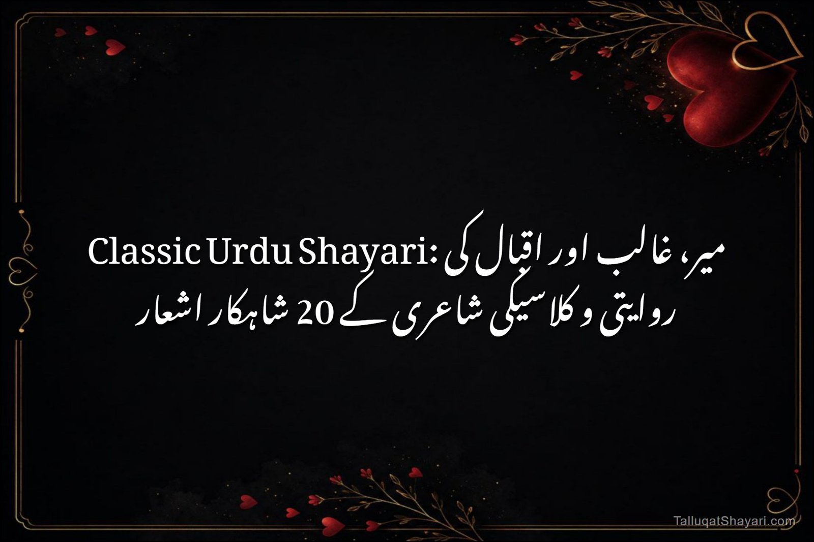 Classic Urdu Shayari: میر، غالب اور اقبال کی روایتی و کلاسیکی شاعری کے 20 شاہکار اشعار