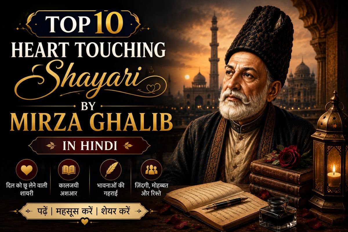 Top 10 Heart Touching Shayari by Mirza Ghalib in Hindi | ग़ालिब की दिल को छू लेने वाली शायरी