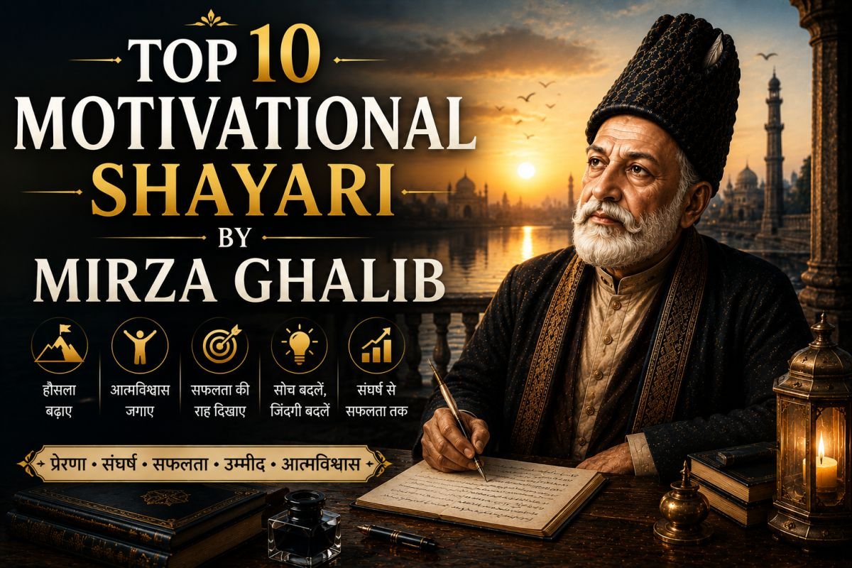 Top 10 Motivational Shayari by Mirza Ghalib in Hindi | ग़ालिब की प्रेरणादायक शायरी